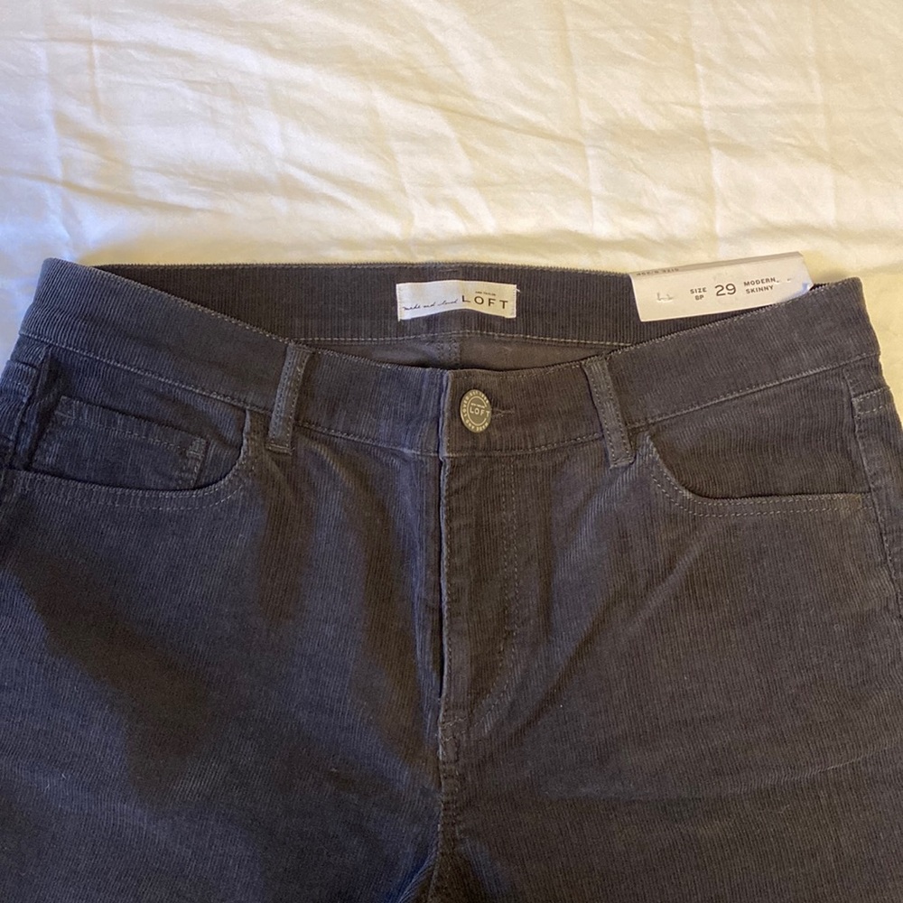 NWT Loft Gray Corduroy Modern Skinny Pants- 8P / 29